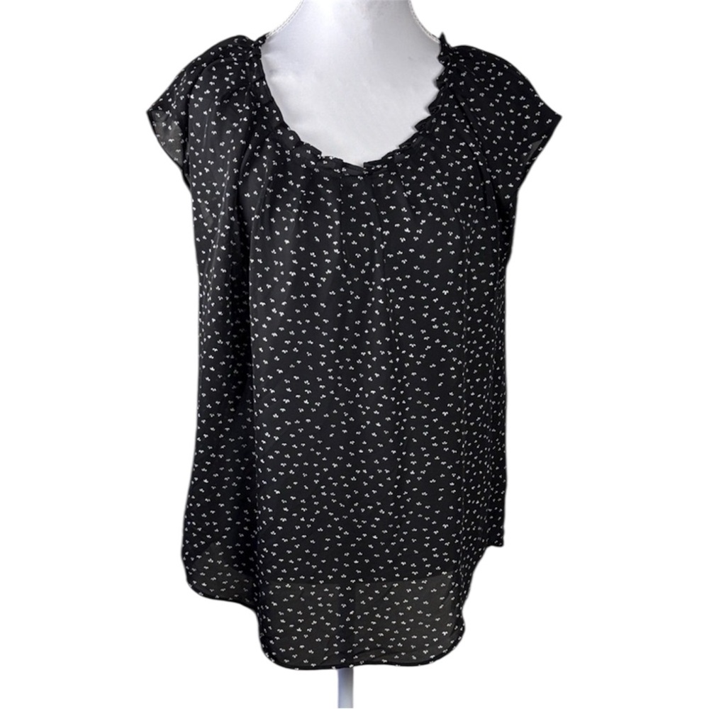 LC Lauren Conrad Black and White Dotted Blouse